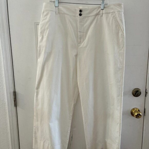 Garnet Hill Pants - Garnet Hill Woman's Plus-Size White Cropped Wide-Leg Cord Summer Pants Sz 18